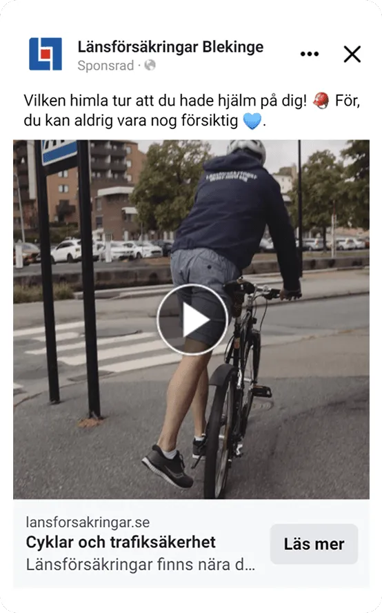 Annons för LF Blekinge som handlar om cykel och trafiksäkerhet