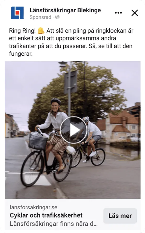 Annons för LF Blekinge som handlar om cykel och trafiksäkerhet