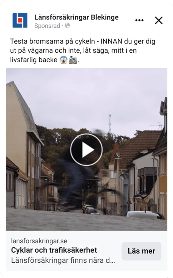 Annons för LF Blekinge som handlar om cykel och trafiksäkerhet