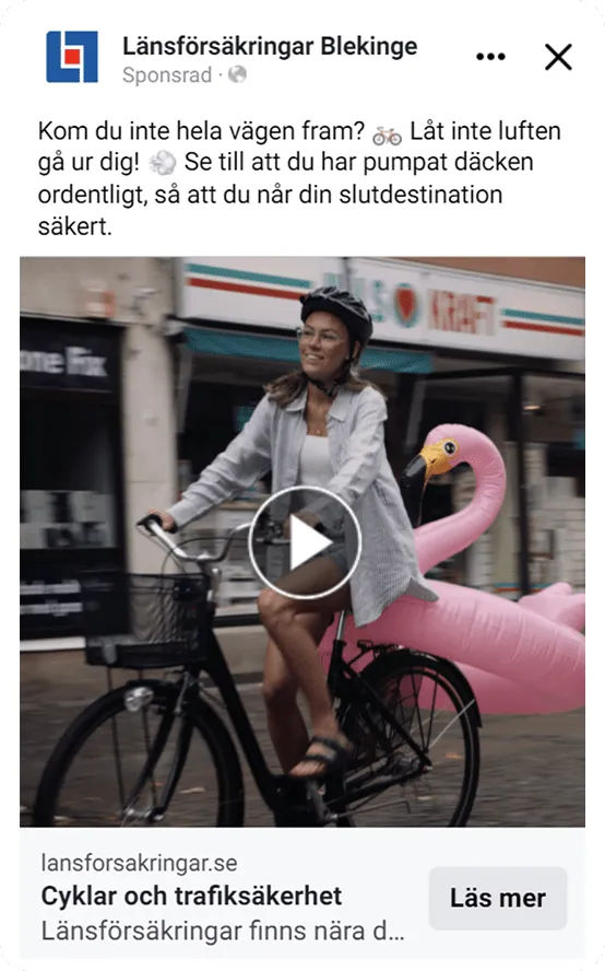 Annons för LF Blekinge som handlar om cykel och trafiksäkerhet