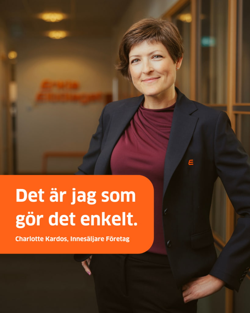 Porträttbild på en anställd hos Enkla elbolaget med textet "Det är jag som gör det enkelt"