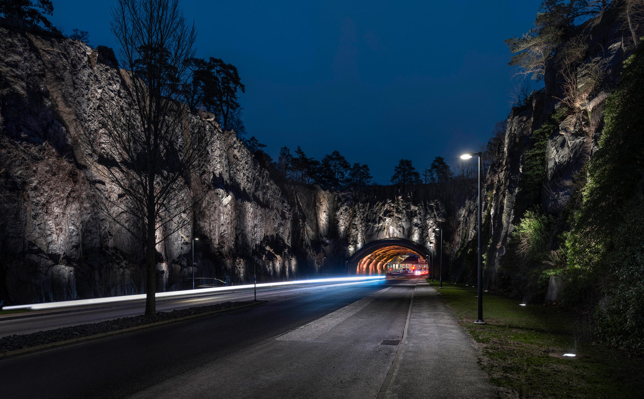 Tunnel i Karlshamn under kväll/natt